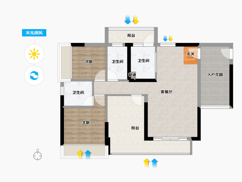 广东省-深圳市-天润嘉园-82.53-户型库-采光通风