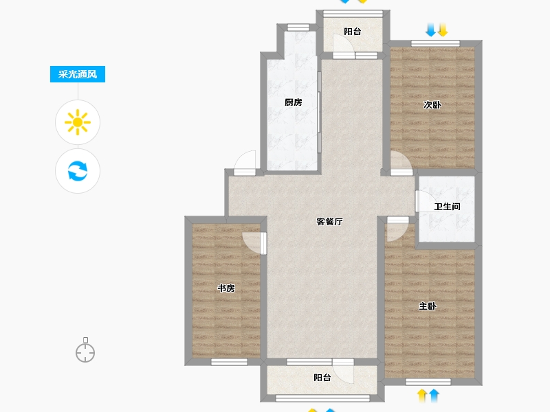 辽宁省-朝阳市-宏运凤凰新城一期-102.76-户型库-采光通风