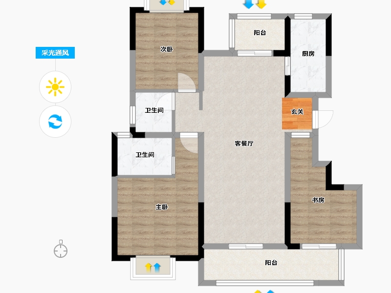 四川省-成都市-新城瑞升悦隽西江-91.41-户型库-采光通风