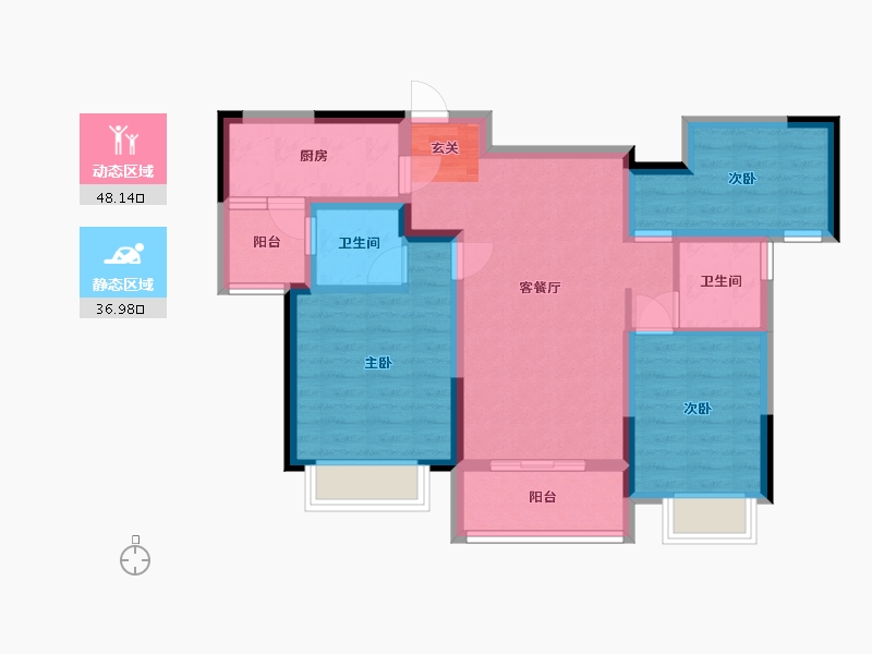 四川省-成都市-新城瑞升悦隽西江-74.63-户型库-动静分区