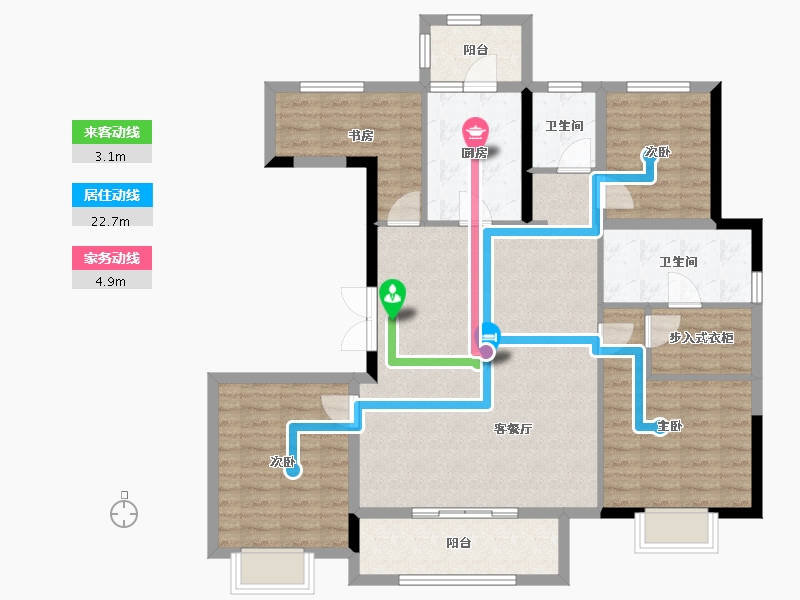 浙江省-宁波市-绿地观堂-110.00-户型库-动静线