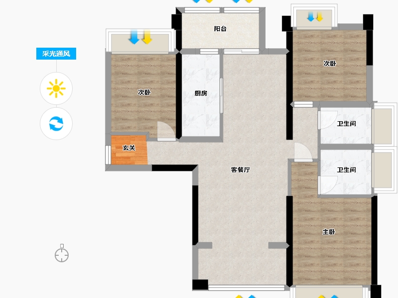 四川省-成都市-金沙宸宇公馆-92.18-户型库-采光通风