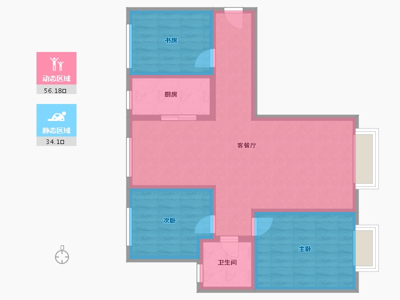 新疆维吾尔自治区-乌鲁木齐市-特变都市花园-80.07-户型库-动静分区