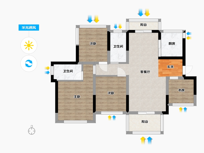 四川省-成都市-龙光・天府玖龙郡-82.05-户型库-采光通风