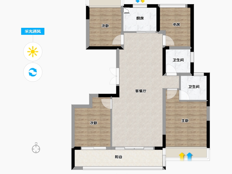 广东省-广州市-金科・博翠明珠-92.42-户型库-采光通风