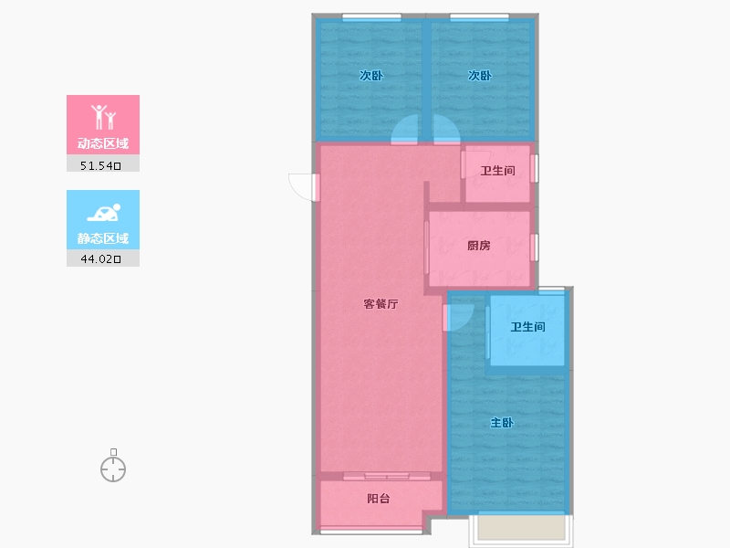 陕西省-西安市-高科麓湾4期-84.95-户型库-动静分区