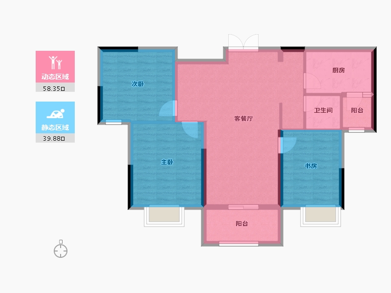 湖北省-荆门市-汉上巴黎-88.57-户型库-动静分区