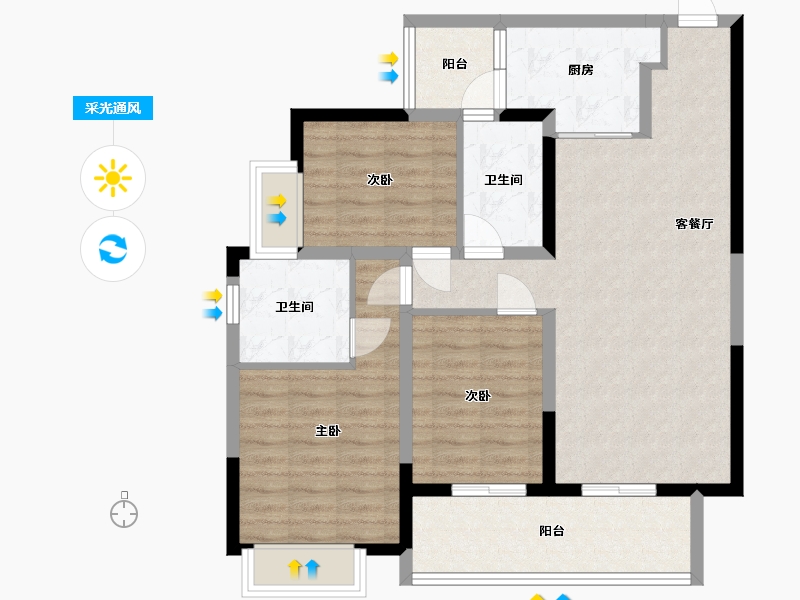 四川省-成都市-中海万锦熙岸二期-89.87-户型库-采光通风