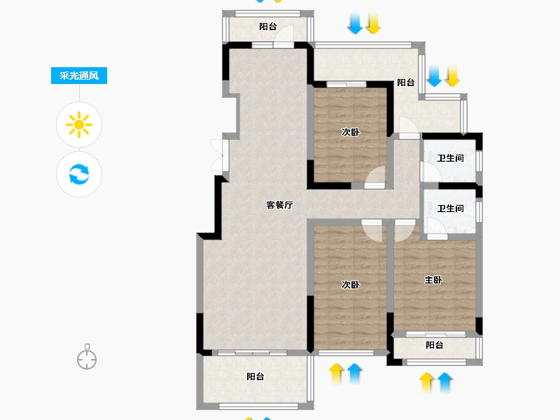 河南省-洛阳市-开元壹号-112.62-户型库-采光通风