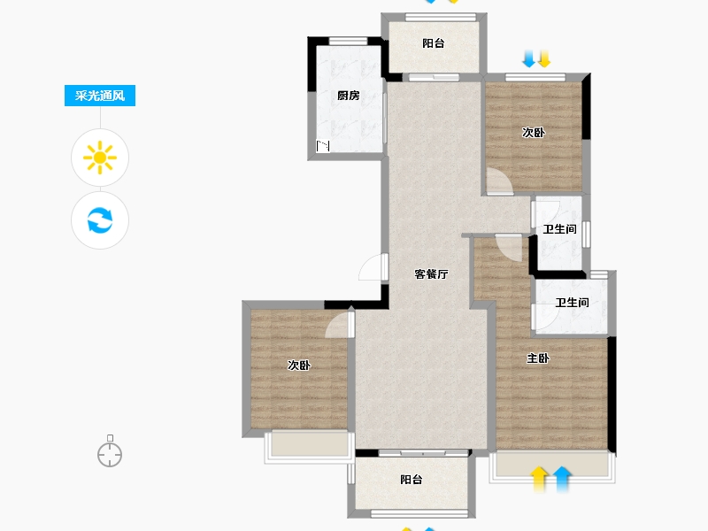 福建省-龙岩市-世贸荣誉璀璨天城-109.02-户型库-采光通风