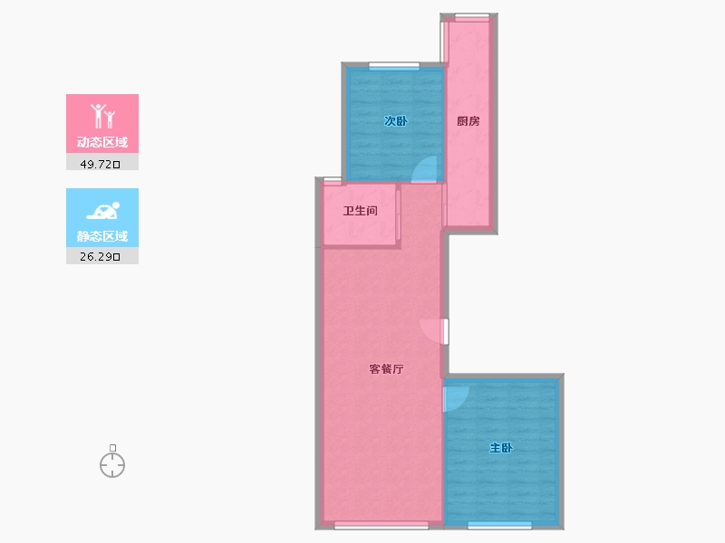 辽宁省-沈阳市-沈辽路万达A组-69.07-户型库-动静分区