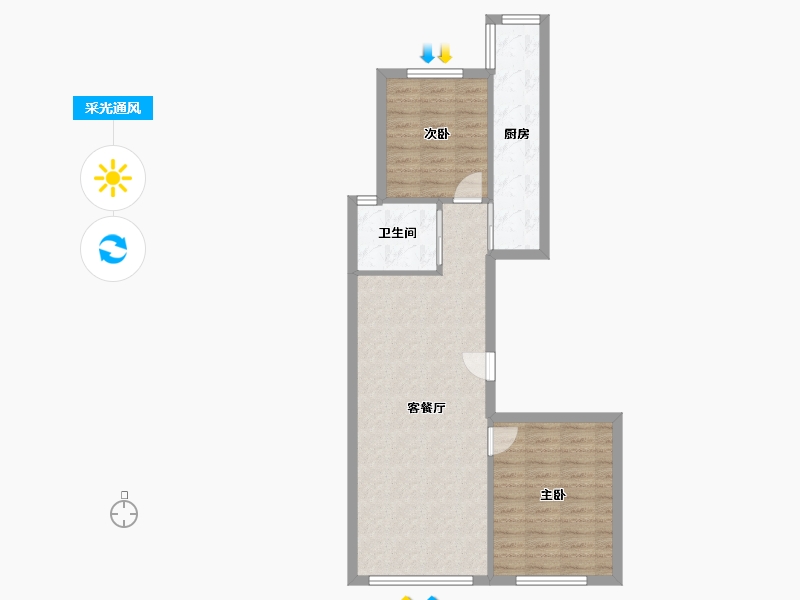 辽宁省-沈阳市-沈辽路万达A组-69.07-户型库-采光通风