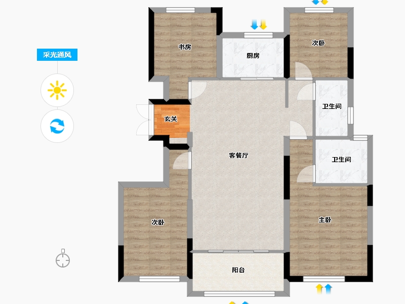 浙江省-宁波市-金隅大成郡一期-107.30-户型库-采光通风