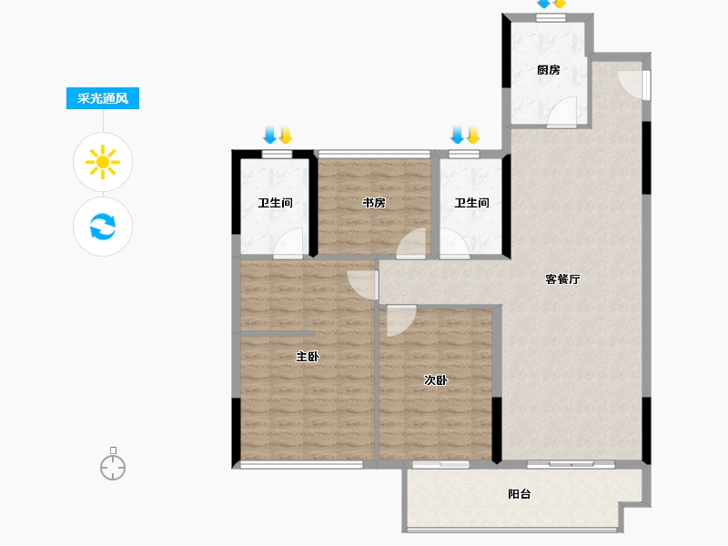 浙江省-绍兴市-江樾府-120.00-户型库-采光通风