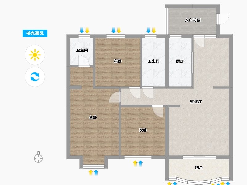 湖北省-荆州市-御景苑-101.65-户型库-采光通风