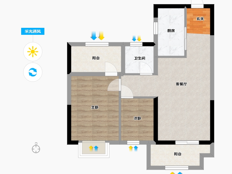 浙江省-宁波市-碧桂园中南海上传奇-63.00-户型库-采光通风