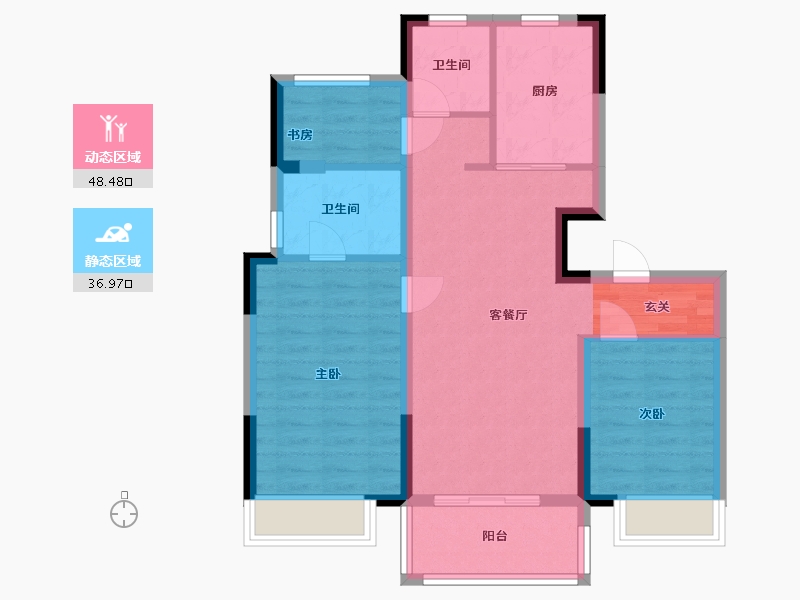 浙江省-宁波市-卓越维港-76.01-户型库-动静分区