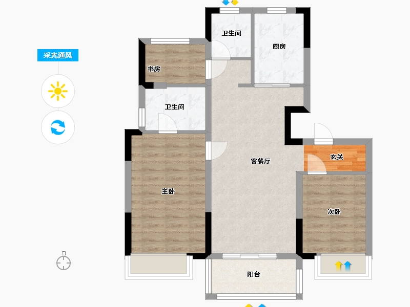 浙江省-宁波市-卓越维港-76.01-户型库-采光通风