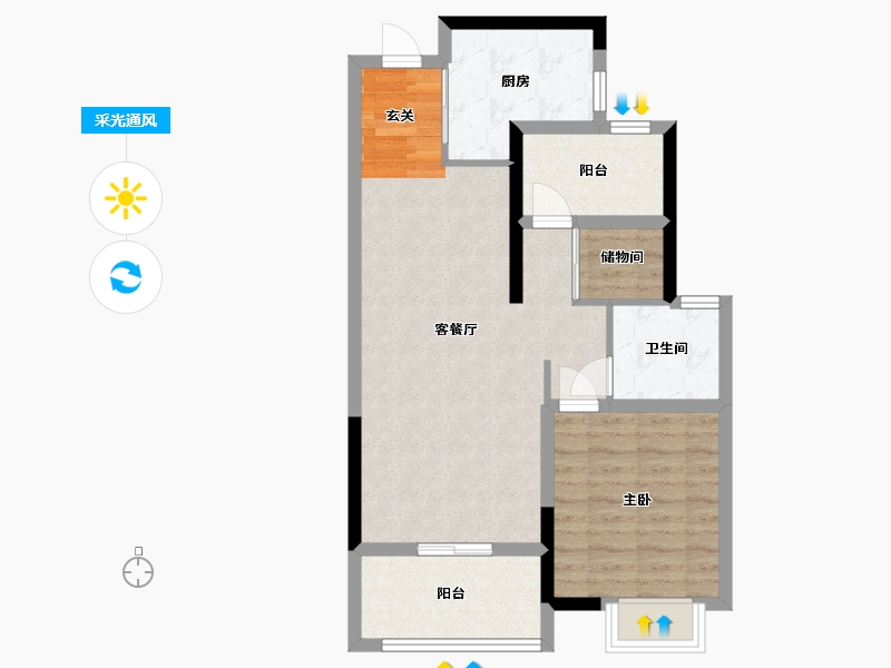 浙江省-宁波市-海湾金茂悦-67.00-户型库-采光通风