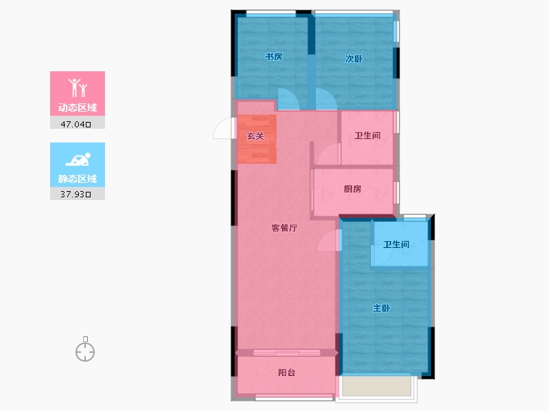 浙江省-宁波市-荣安西溪里-76.00-户型库-动静分区