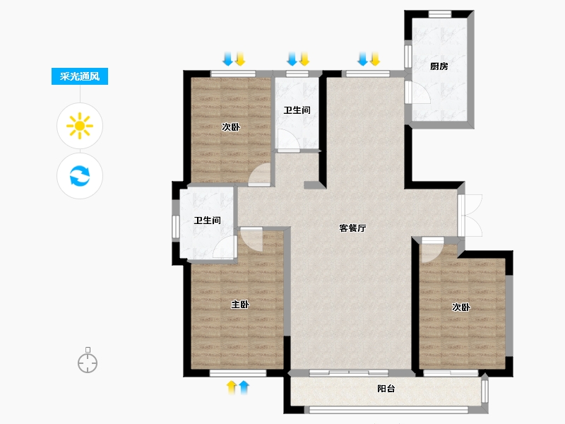 宁夏回族自治区-银川市-东方悦-107.66-户型库-采光通风