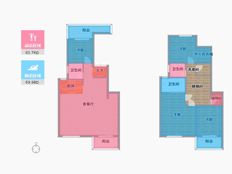 浙江省-宁波市-华宇旭辉锦山府-134.00-户型库-动静分区