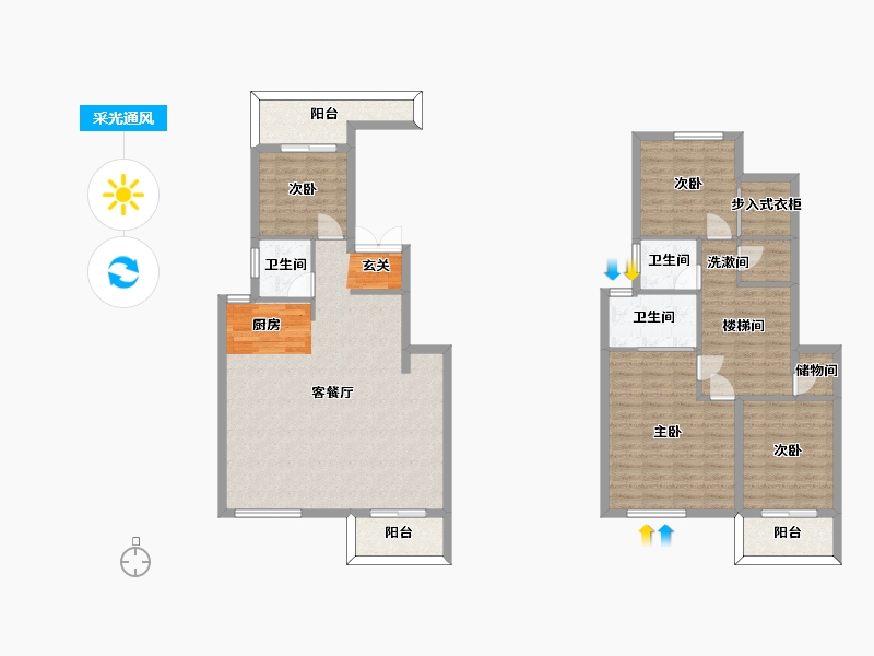 浙江省-宁波市-华宇旭辉锦山府-134.00-户型库-采光通风