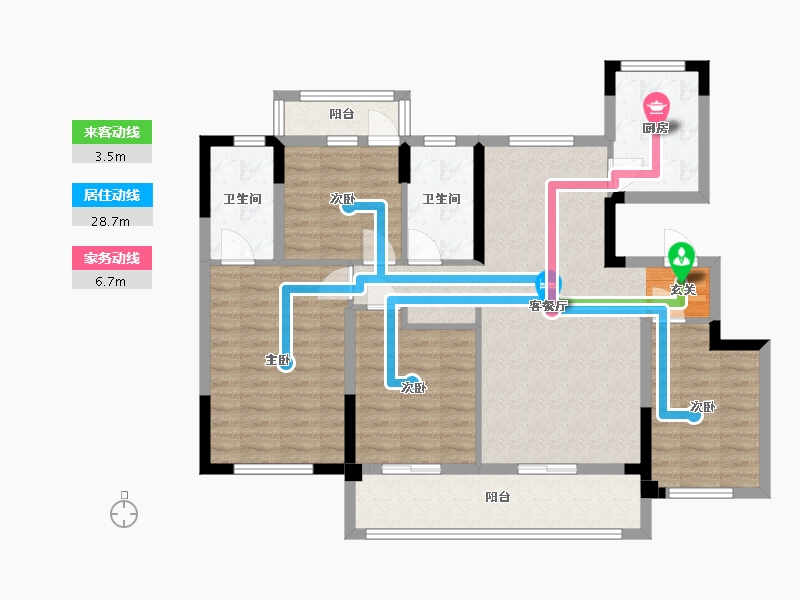 浙江省-宁波市-卓越维港-101.80-户型库-动静线