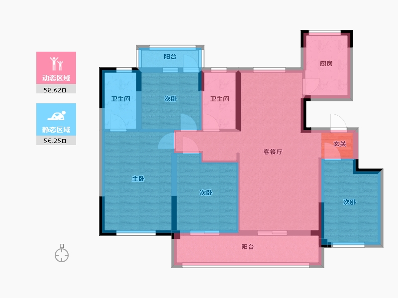 浙江省-宁波市-卓越维港-101.80-户型库-动静分区