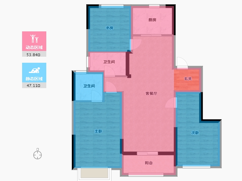 浙江省-宁波市-臻和院-90.05-户型库-动静分区