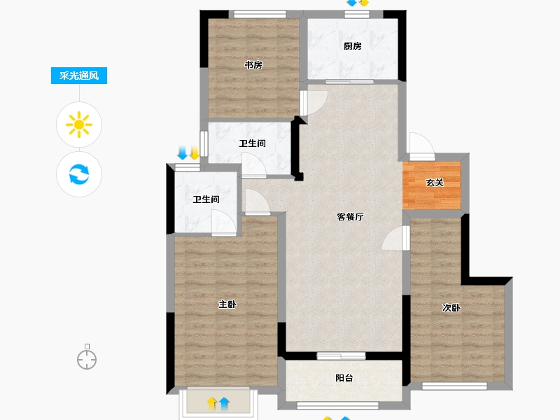 浙江省-宁波市-臻和院-90.05-户型库-采光通风