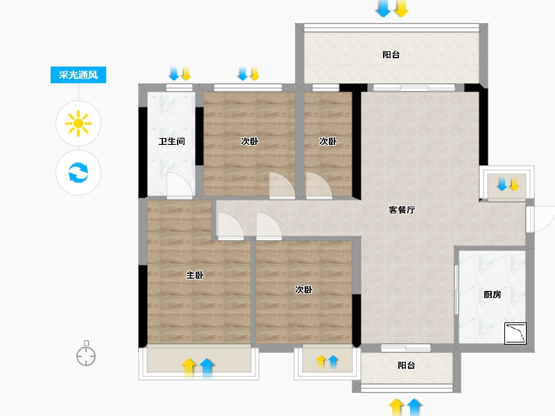 广西壮族自治区-桂林市-桂林万达城-88.10-户型库-采光通风