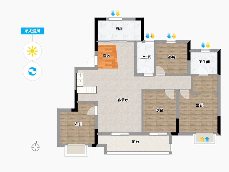 浙江省-宁波市-湖成大境-102.68-户型库-采光通风