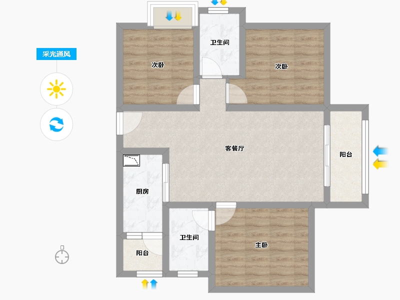 四川省-成都市-鹭湖宫-75.24-户型库-采光通风