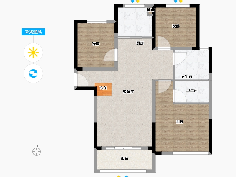 河南省-郑州市-二十里铺-100.00-户型库-采光通风