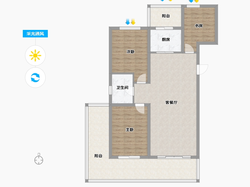 辽宁省-盘锦市-公园里-112.86-户型库-采光通风