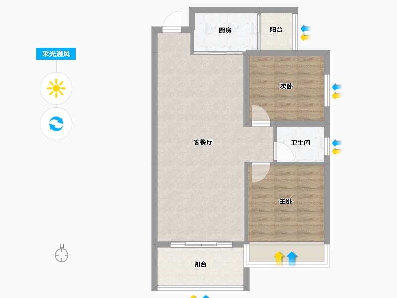 广西壮族自治区-桂林市-汇金万象新城-67.77-户型库-采光通风