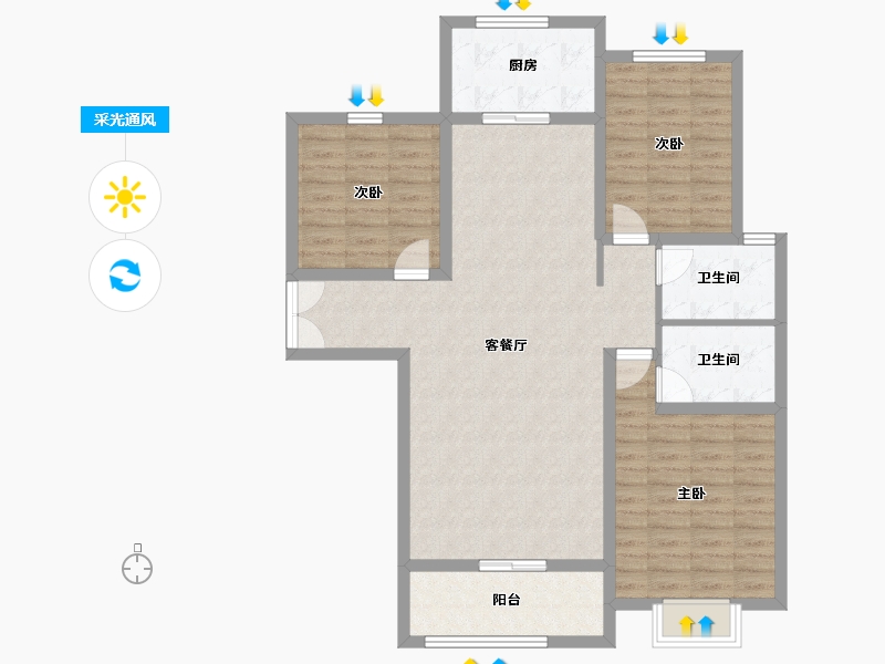 河南省-濮阳市-西湖御景湾-108.00-户型库-采光通风