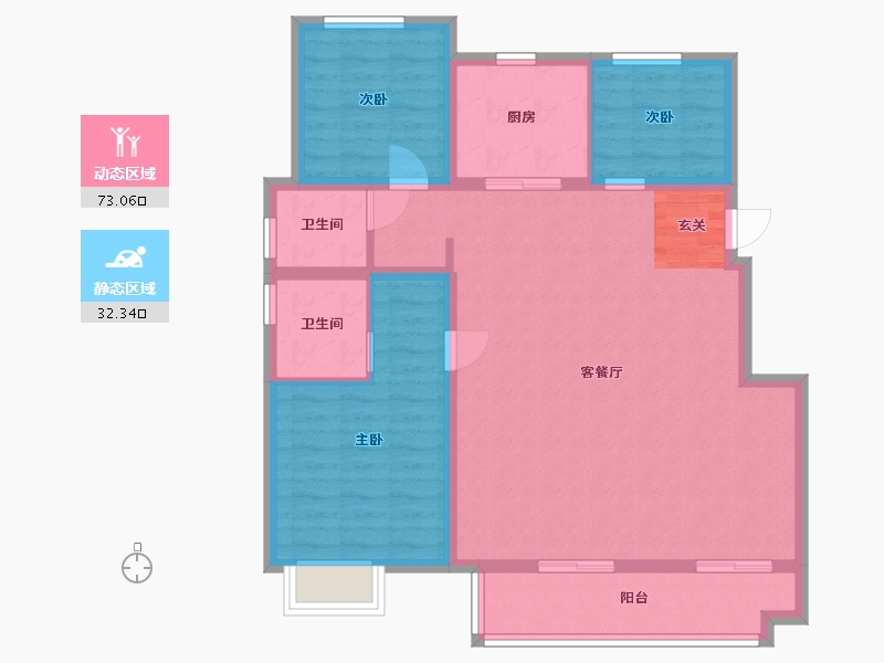 安徽省-合肥市-孔雀城时代北宸-94.97-户型库-动静分区