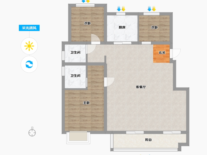 安徽省-合肥市-孔雀城时代北宸-94.97-户型库-采光通风