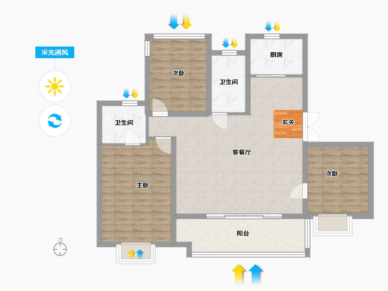 安徽省-合肥市-信达华宇锦绣龙川-103.01-户型库-采光通风