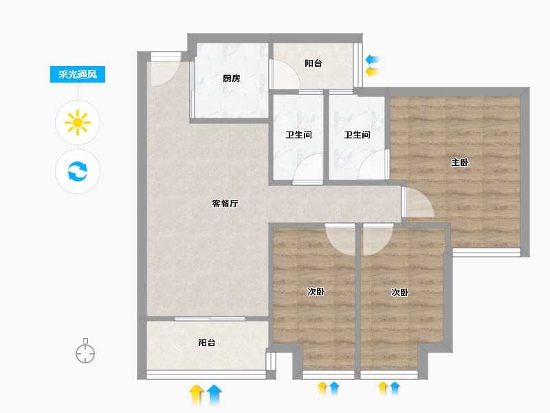 广东省-深圳市-御景华城-65.37-户型库-采光通风