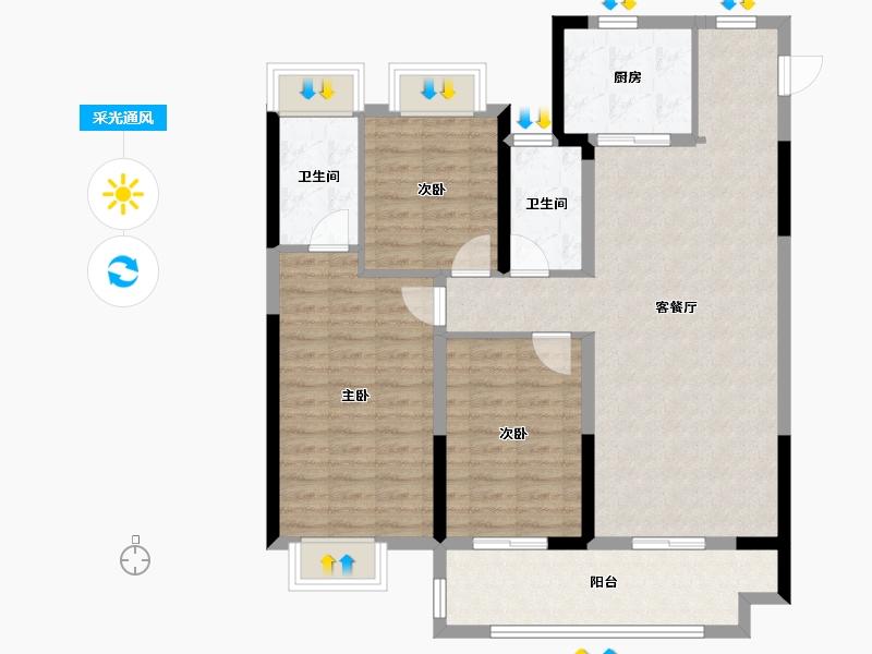 湖北省-咸宁市-中建咸宁之星-99.96-户型库-采光通风