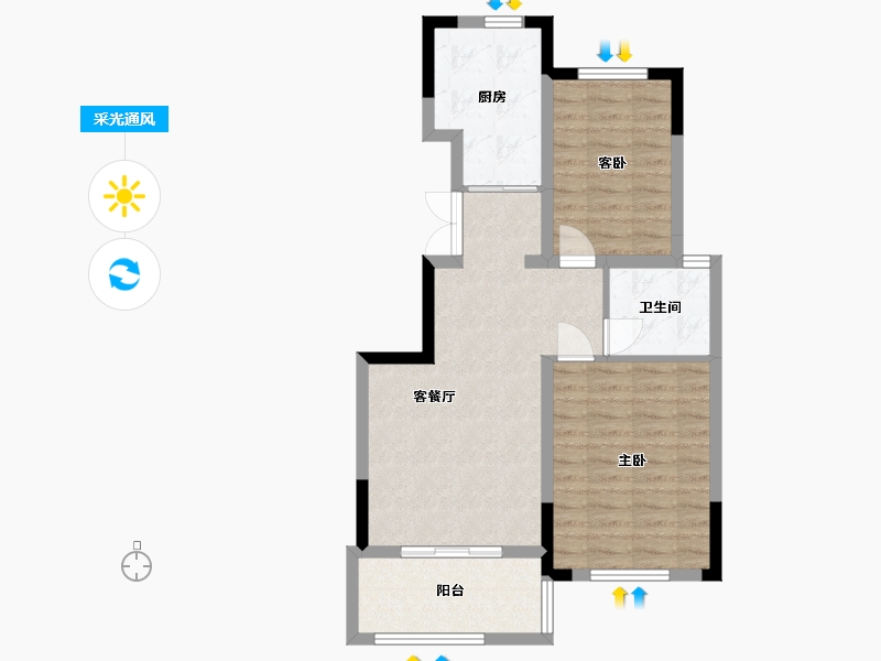 安徽省-合肥市-蓝城凤起巢鸣-68.42-户型库-采光通风