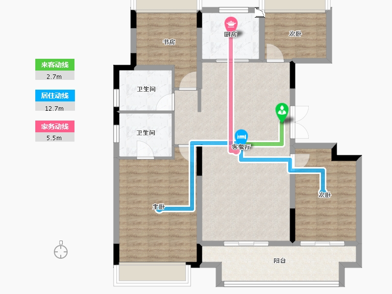 安徽省-淮北市-吾悦华府-105.00-户型库-动静线