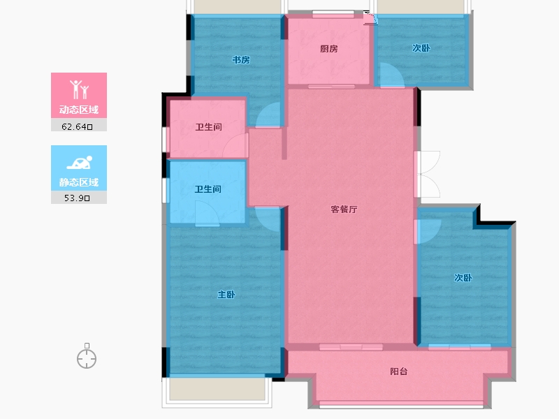 安徽省-淮北市-吾悦华府-105.00-户型库-动静分区