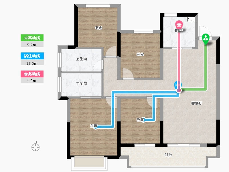 陕西省-西安市-乐华城香榭庄园-102.53-户型库-动静线