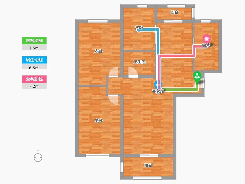 内蒙古自治区-鄂尔多斯市-红海子家园-105.66-户型库-动静线