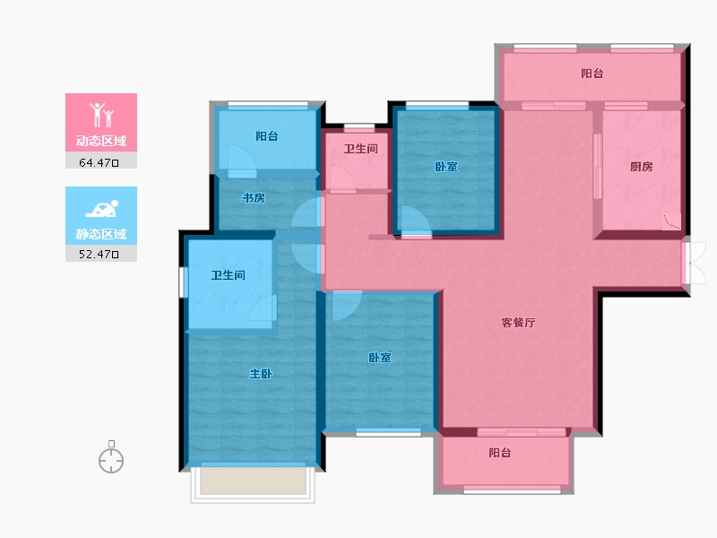 陕西省-西安市-乐华城香榭庄园-102.83-户型库-动静分区