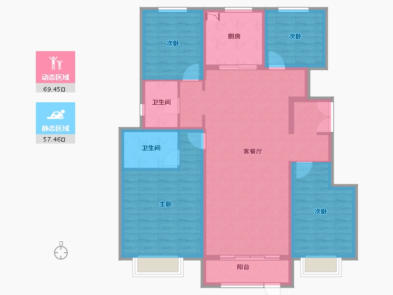 河北省-唐山市-万科公园大道-113.99-户型库-动静分区